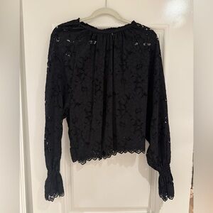 Free People Black Lace Blouse